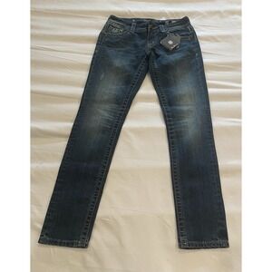 Miss Me Jeans Womens Size 27 Blue Skinny Pockets Stretch Denim NEW
